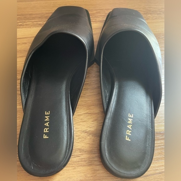 Frame Denim Black Leather Mules - Picture 2 of 7